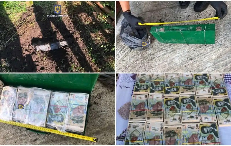 Cutie „diplomat” cu 460.000 de lei, găsită de polițiști ascunsă sub pământ, la Vințu de Jos. De unde proveneau banii