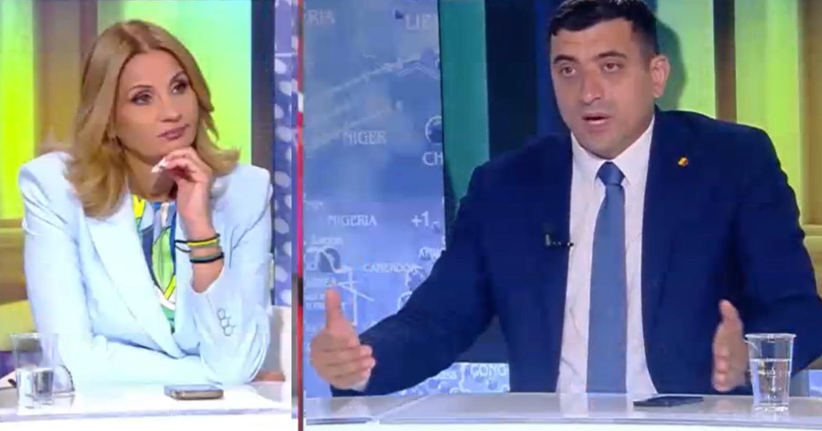 Realizatoarea Anca Alexandrescu discută cu George Simion în timpul unei emisiuni difuzate de Realitatea Plus