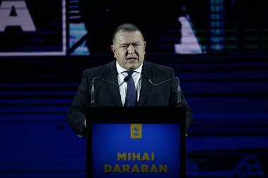 Mihai Daraban, presedintele Camerei de Comert si Industrie a Romaniei, în 2019 la un discurs de susținere al programului prezidential al presedintelui Klaus Iohannis | Foto: Hepta