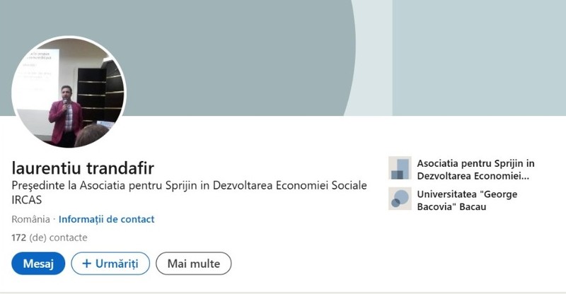 Facsimil după profilul lui Laurențiu Trandafir de Linkedin