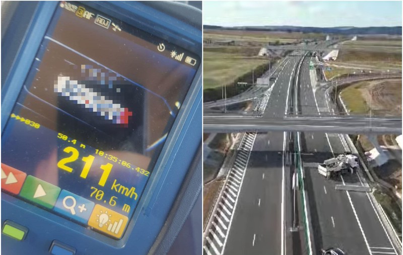 Un șofer de 22 de ani a fost prins cu 211 km/h pe tronsonul de autostradă Nuşfalău - Suplacu de Barcău, la o zi după inaugurare