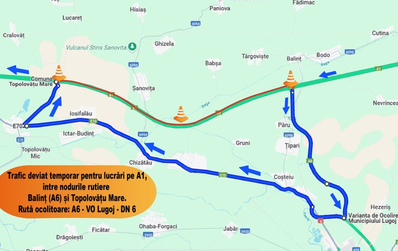 O bucată din Autostrada A1 Lugoj - Timișoara va fi închisă în iulie