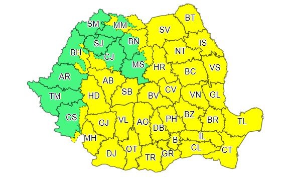 Codul galben de vânt duminică, 18 septembrie, între orele 2.00 și 20.00