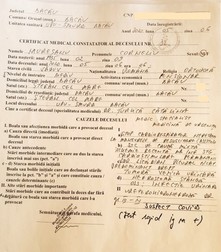 Certificatul de deces al lui Corneliu Mureșanu