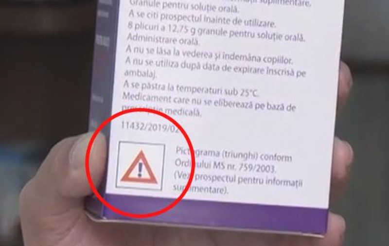 Simbolul care arată şoferilor că un medicament poate da rezultate fals pozitive la DrugTest