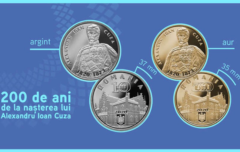 Monede din aur și argint lansate de BNR, la 200 de ani de la nașterea lui Alexandru Ioan Cuza. La ce preț se pot achiziționa