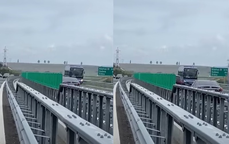 Un autocar cu zeci de pasageri a mers un kilometru cu spatele pe banda de urgenţă a autostrăzii A1. Ce a pățit șoferul