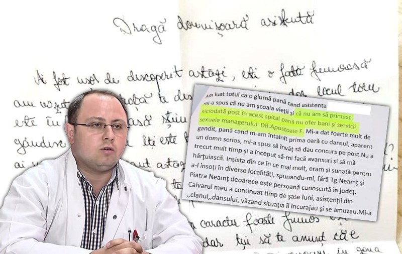 AUDIO | Fostul manager de la spitalul Tg. Neamț, înregistrat când îi face avansuri sexuale unei voluntare care dorea să se angajeze ca asistentă. “Alta avea orgasm cu mine de 2-3 ori pe seară”