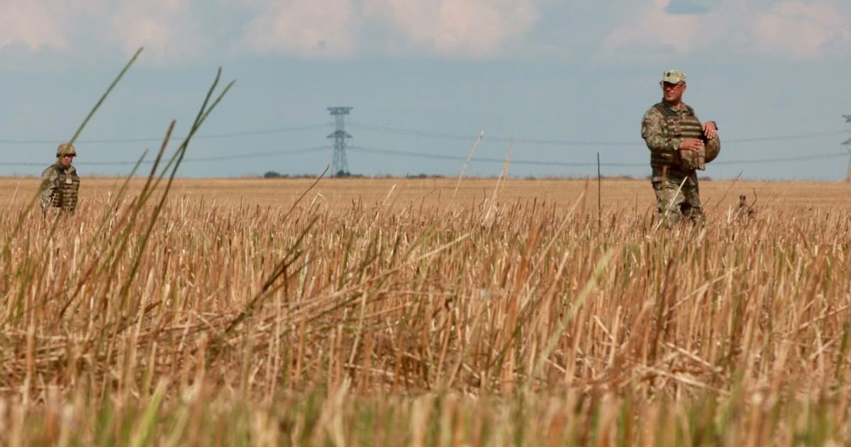 Militari caută pe un câmp de lângă Padina, județul Buzău rămășițele unei drone doborâte de un F-16, 24 iulie 2026