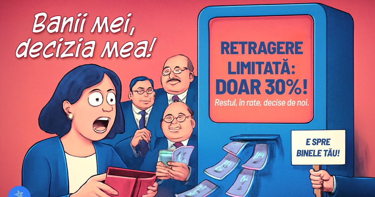 Banii mei, decizia mea! Retragere limitata, doar 30%! Restul in rate, decise de noi.