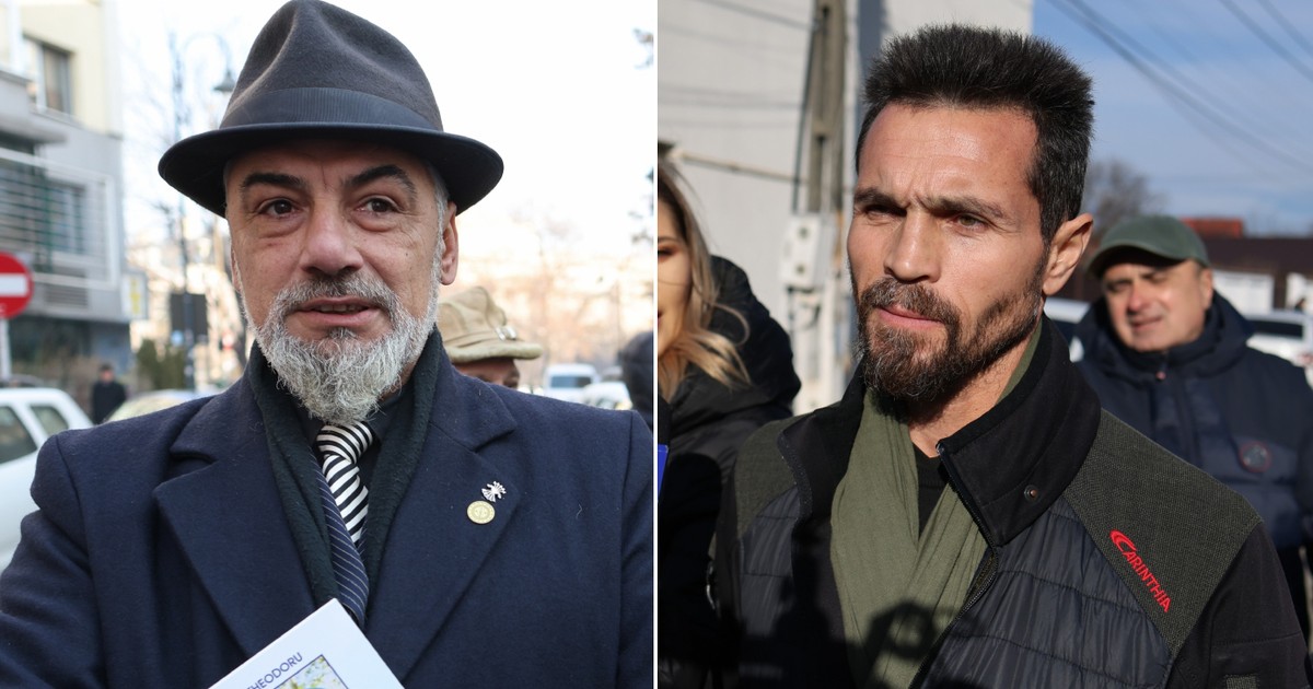 Un colaj cu un barbat cu palarie u unul cu un fular la gat
