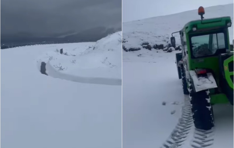 A nins pe Transalpina: strat de zăpadă de patru centimetri și gheață pe șosea. Avertisment pentru șoferi. VIDEO