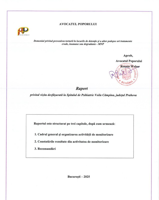 Raport al Avocatului Poporului despre Spitalul de Psihiatrie Voila: Pacienți legați cu orele, saloane folosite ca și celule de detenție, tragedia de la „Supraveghere” 