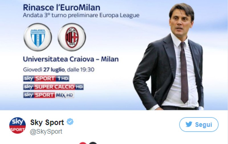 Liga Europa, turul 3 preliminar. Cine televizează meciul Craiova - AC Milan. Meciul se transmite și în România / ACTUALIZARE