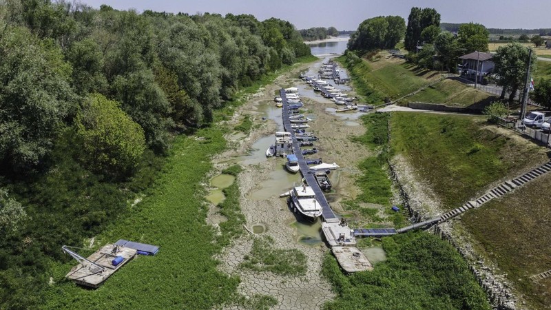 Râul Pad suferă vizibil de pe urma secetei. FOTO: EPA