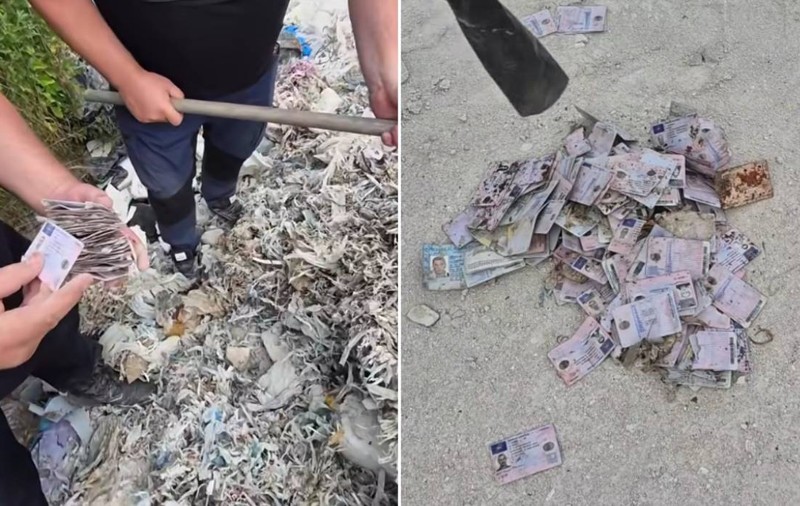 „Sute, ba chiar mii” de permise românești, găsite într-o groapă de gunoi din Republica Moldova, lângă mii de tuburi de perfuzie | VIDEO