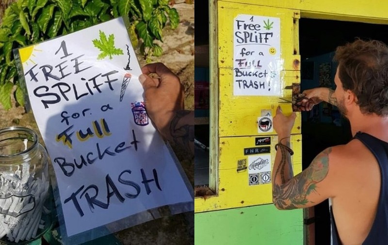 Oferă țigări cu marijuana turiștilor care adună mizeria de pe plajă