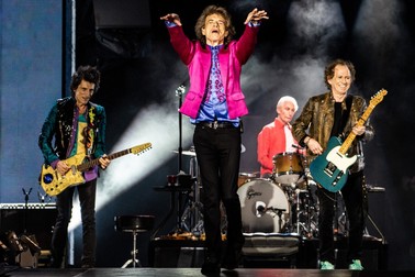 SANTA CLARA, CALIFORNIA - AUGUST 18: Ronnie Wood, Mick Jagger, Charlie Watts and Keith Richards of The Rolling Stones perform at Levi's Stadium on August 18, 2019 in Santa Clara, California. Photo: Chris Tuite/imageSPACE/MediaPunch