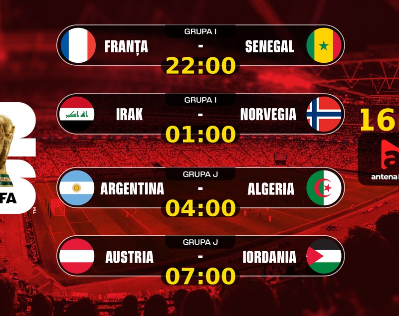 La ce oră începe Franța - Senegal. Cine transmite meciul de la Campionatul Mondial de Fotbal din 2026 la TV în România