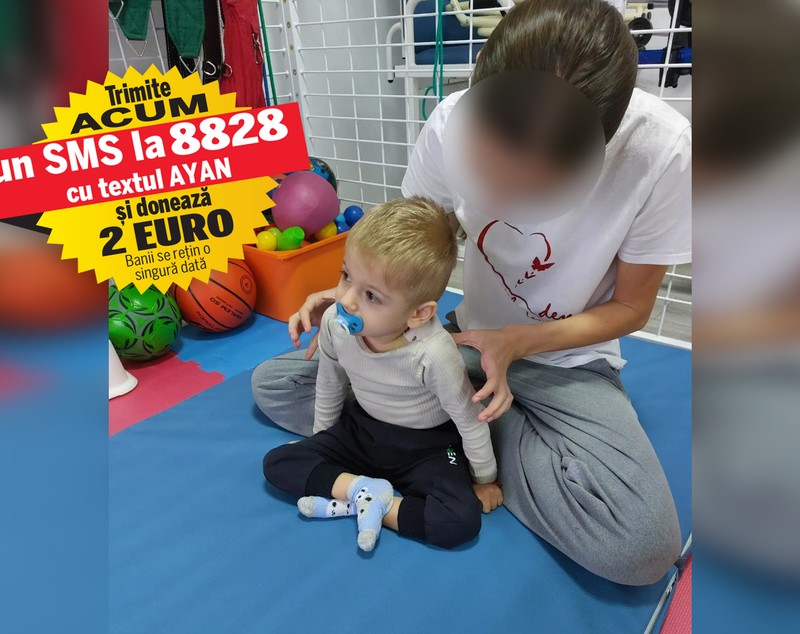 Pentru a spera la o viață mai bună, Ayan, dependent de scaunul cu rotile, are nevoie de 7.000 de euro. Băiețelul de 4 ani suferă de o boală genetică rară și poate face transplant cu celule stem în Slovacia