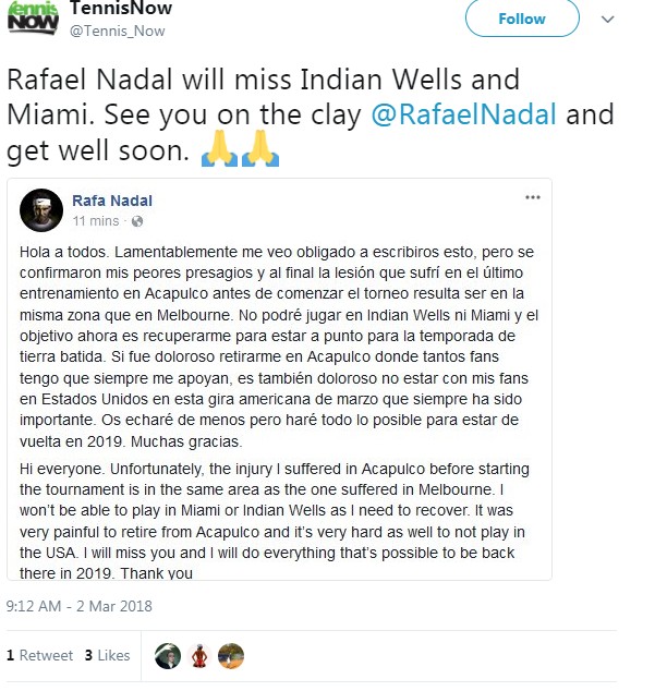 Anunțul lui Nadal