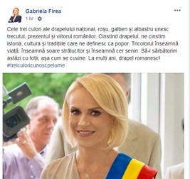Gabriela Firea crede că tricolorul este compus din roșu, galben și albastru