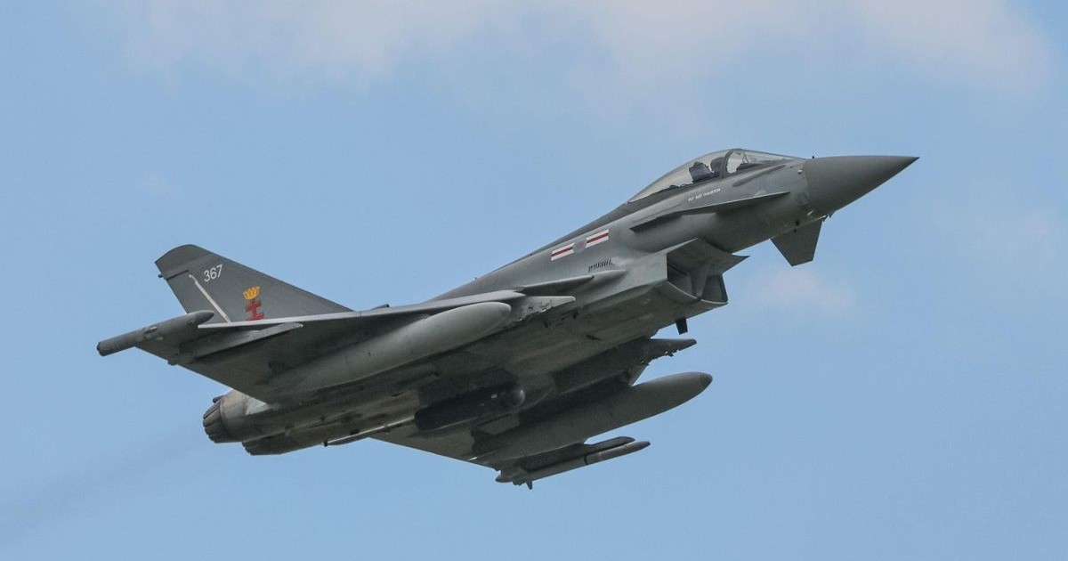 RAF Eurofighter Typhoon FGR4 decolând de la RAF Coningsby, Coningsby, Regatul Unit, 28 mai 2025