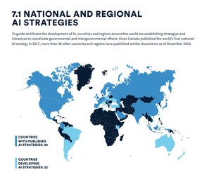 Harta inteligenței artificiale. 32 de state au deja pusă la punct o strategie de dezvoltare a inteligenței artificiale, alte 22 lucrează acum la ea