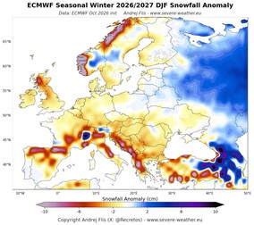 Prognoza pentru iarna 2026-2027: Europa ar urma să aibă o iarnă blândă și umedă