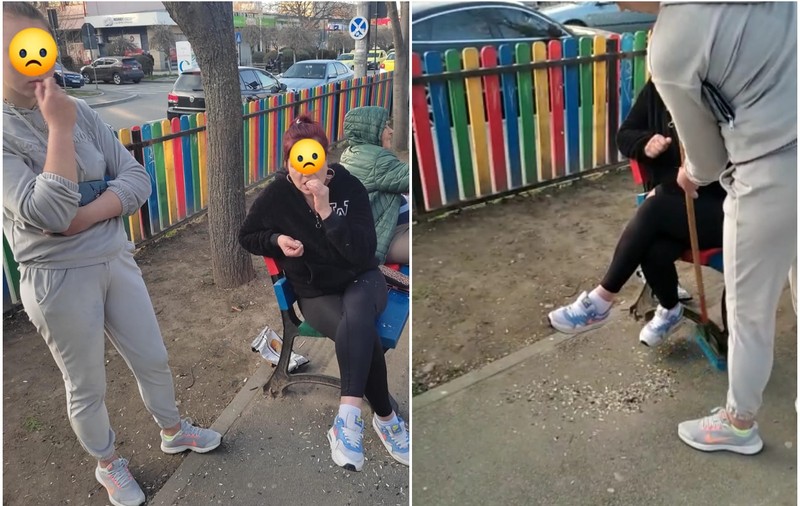Două mame care spărgeau semințe într-un loc de joacă din Craiova au fost puse de polițiști să măture și apoi amendate cu 2.500 de lei
