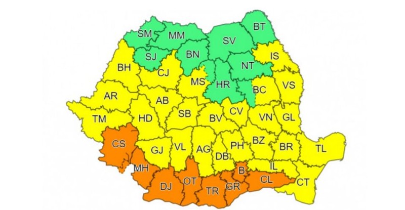 Opt județe din sudul țării și Bucureștiul, vizate de codul portocaliu de caniculă | Foto: meteoromania.ro