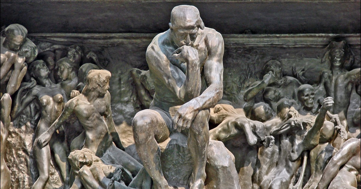 „Gânditorul” lui Auguste Rodin (mentorul lui Brâncuși)