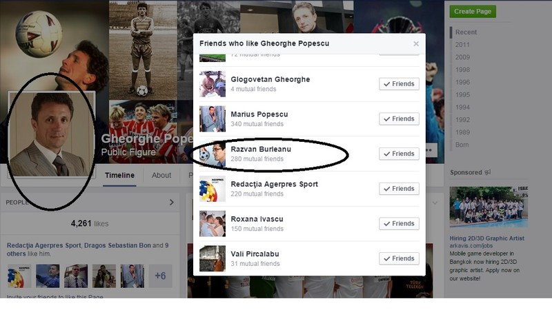 Răzvan Burleanu a dat ”LIKE” la pagina de Facebook a lui Gică Popescu. foto: Facebook.com