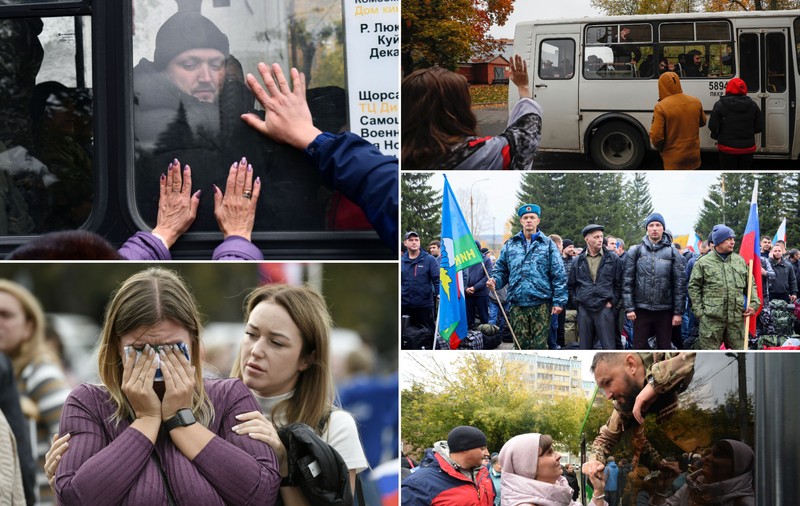 FOTOREPORTAJ Plecarea la război a rușilor, în imagini. Primii rezerviști au fost trimiși la antrenament înainte de plecarea pe front