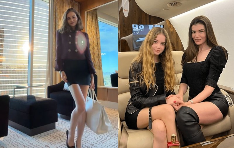 Irina Columbeanu calcă pe urmele mamei sale și se inspiră din ținutele Monicăi Gabor. Poartă o geantă de 30.000 de euro