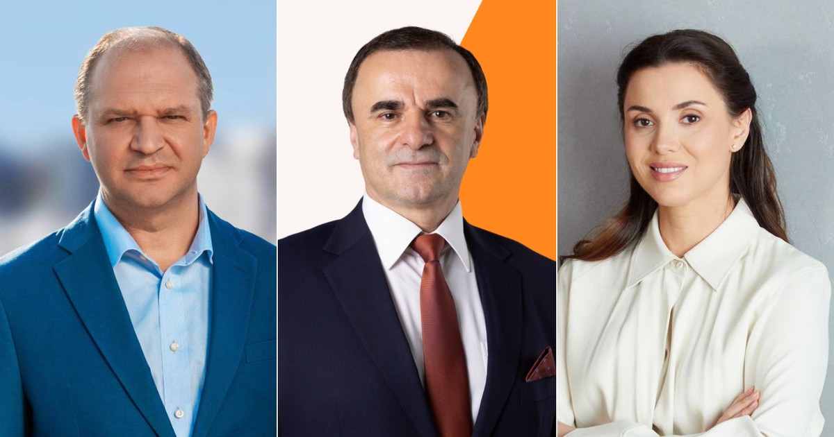 Un colaj cu trei politicieni, doi barbati si o femeie