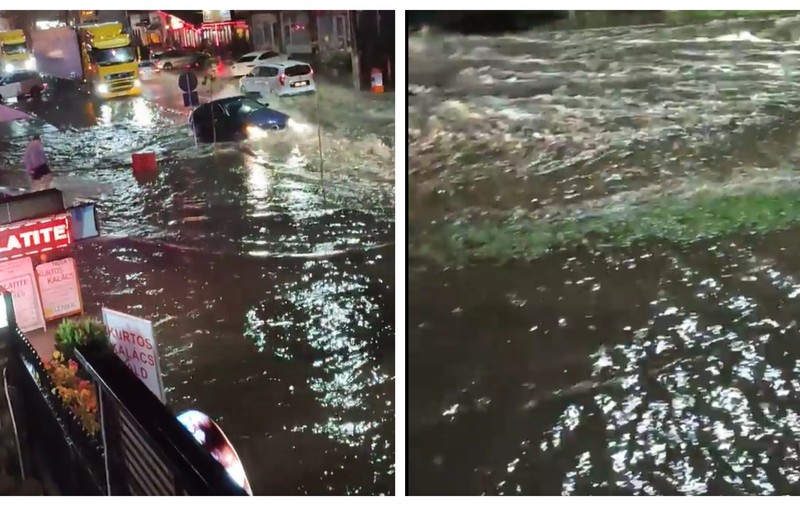 DN1, inundat la Bușteni. Șoferii abia au traversat zona: „A venit marea la munte!” | VIDEO