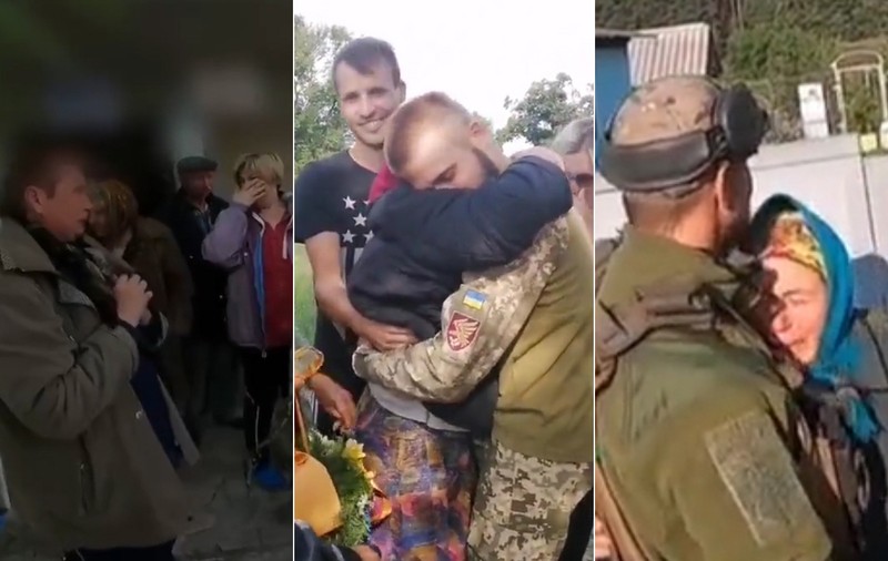 Momente emoționante, filmate în localitățile eliberate de armata ucraineană