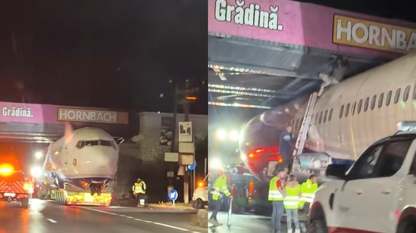 Avion de pasageri sub pod București