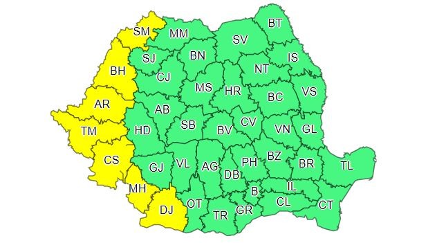 Județele vizate de codul galben de caniculă