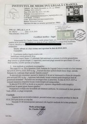 Certificatul medico-legal care atestă gravitatea agresiunii asupra avocatului Eugen Ruican