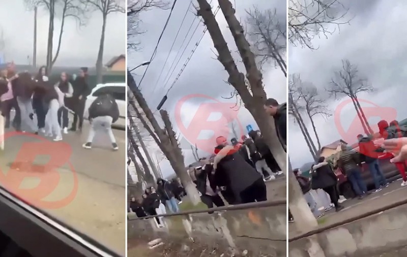 Scandal în fața unui liceu din Bârlad: două eleve s-au luat la bătaie, apoi s-au alăturat și  mamele lor în altercație | VIDEO