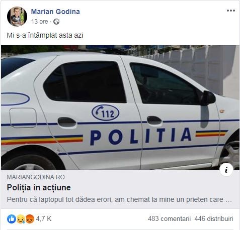 Întâmplarea lui Marian Godină a strâns mii de aprecieri