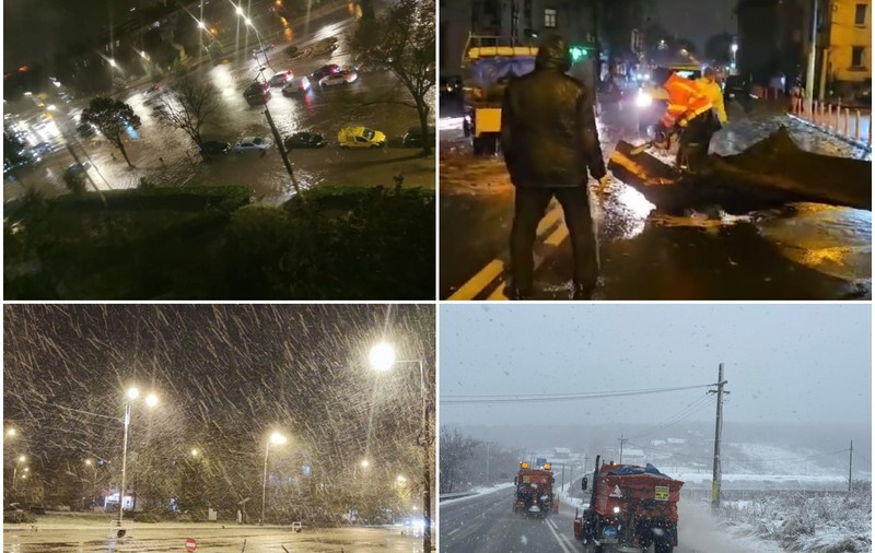 Primele efecte ale vremii rele în țară. Drumuri blocate de inundații și zăpezi, copaci doborâți de vânt. Cod roșu de vijelii în Constanța, reactorul 1 de la CEN Cernavodă, decuplat din cauza vântului