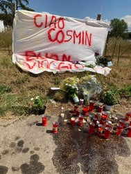 Altar în locul unde românul a fost ucis de o mașină. Foto: Facebook