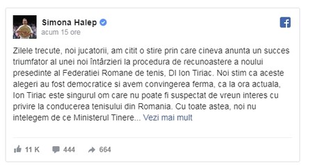 Mesajul Simonei Halep