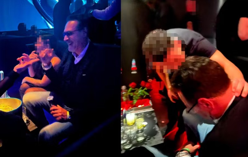 „Vodcă, femei, dans”. Noi imagini cu fostul vicecancelar austriac din noaptea în care a adormit în club și a sărit la bătaie când l-au trezit bodyguarzii