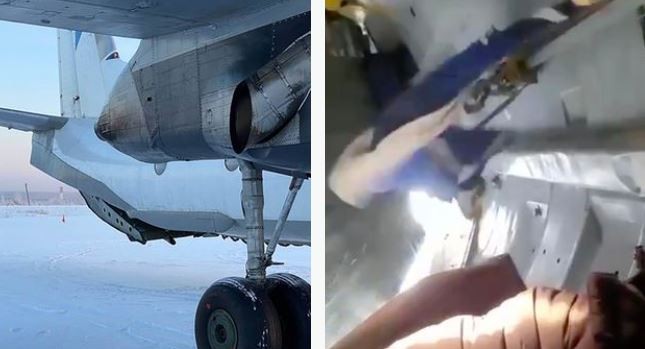 Avionul militar transporta civili și materiale militare. Captură video