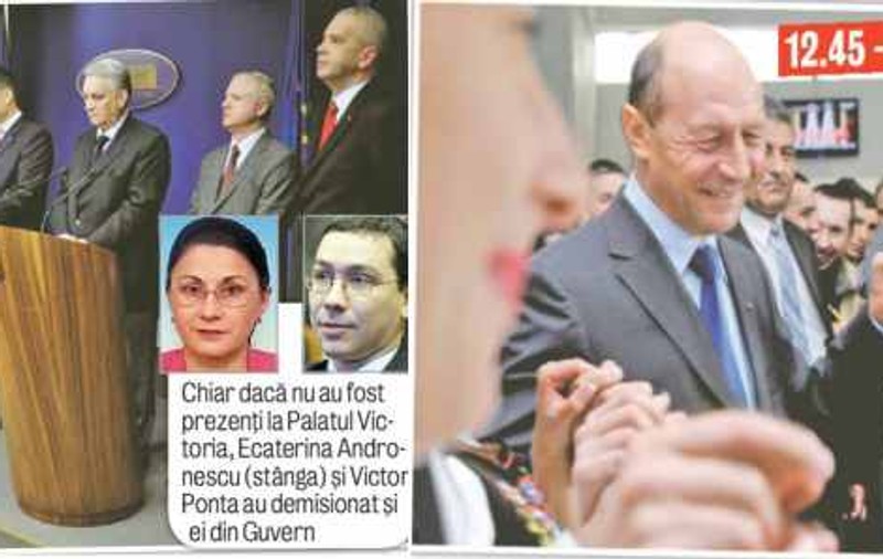 Pe când miniştrii PSD demisionau...Băsescu dănţuia!