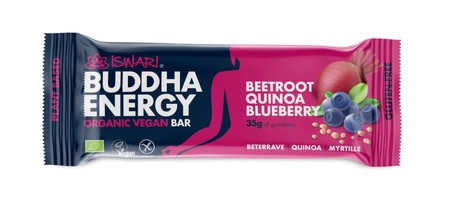 Baton energizant bio Buddha cu sfeclă roșie, quinoa și afine Iswari, 35 g